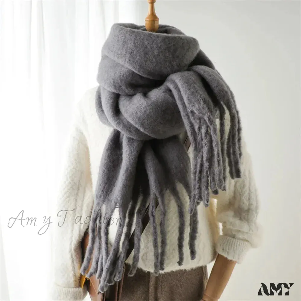 Cashmere Winter Scarf for Women - Solid Thick Soft Pashmina Wrap