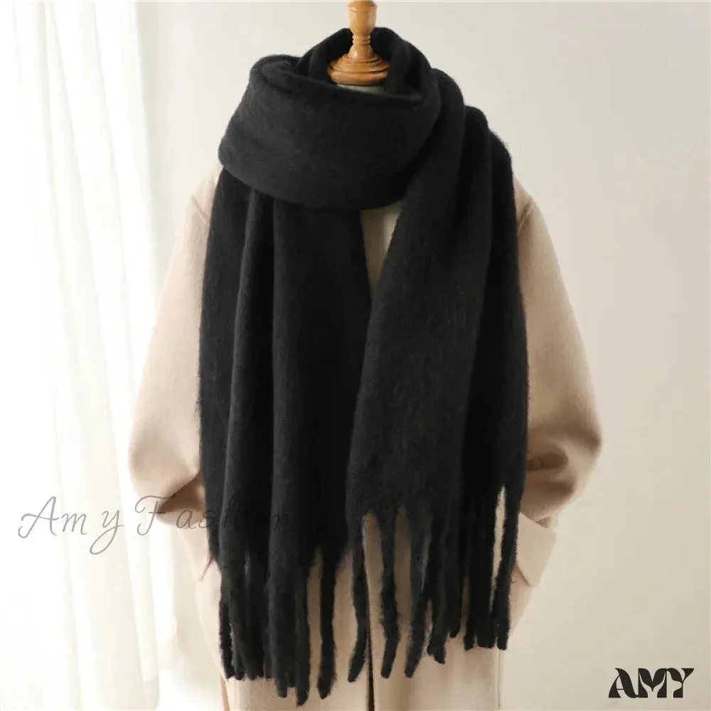 Cashmere Winter Scarf for Women - Solid Thick Soft Pashmina Wrap