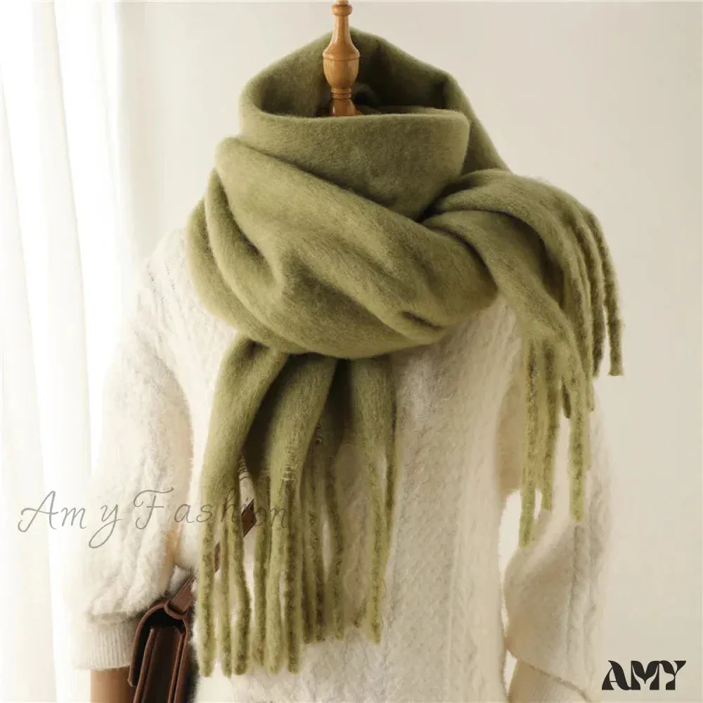 Cashmere Winter Scarf for Women - Solid Thick Soft Pashmina Wrap