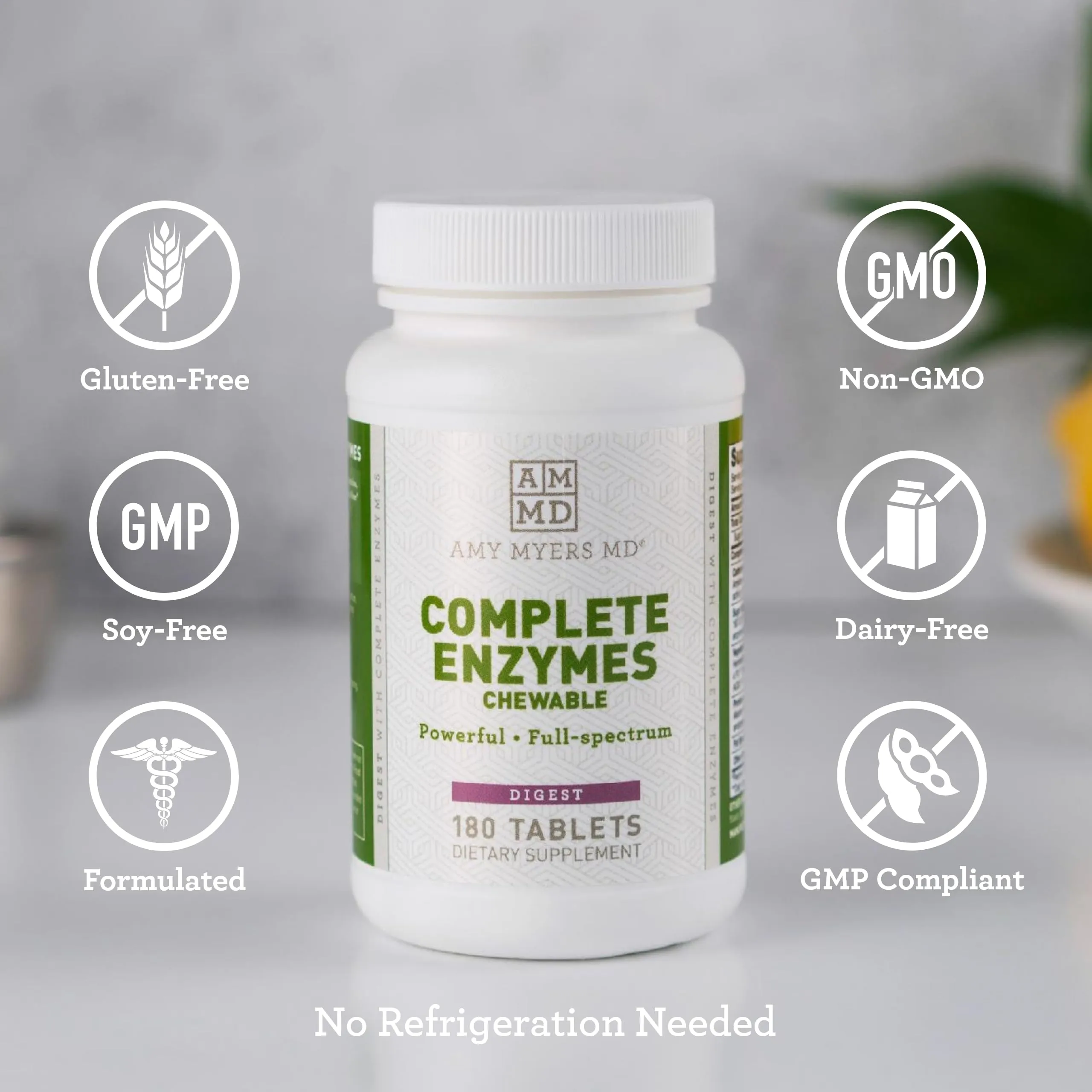 Chewable Digestive Enzymes Supports Acid Reflux & Bloating 180 Tablets