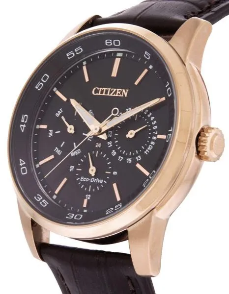 Citizen Eco-Drive Mens Dress Watch - Black Dial - Rose Gold-Tone Ion Plating