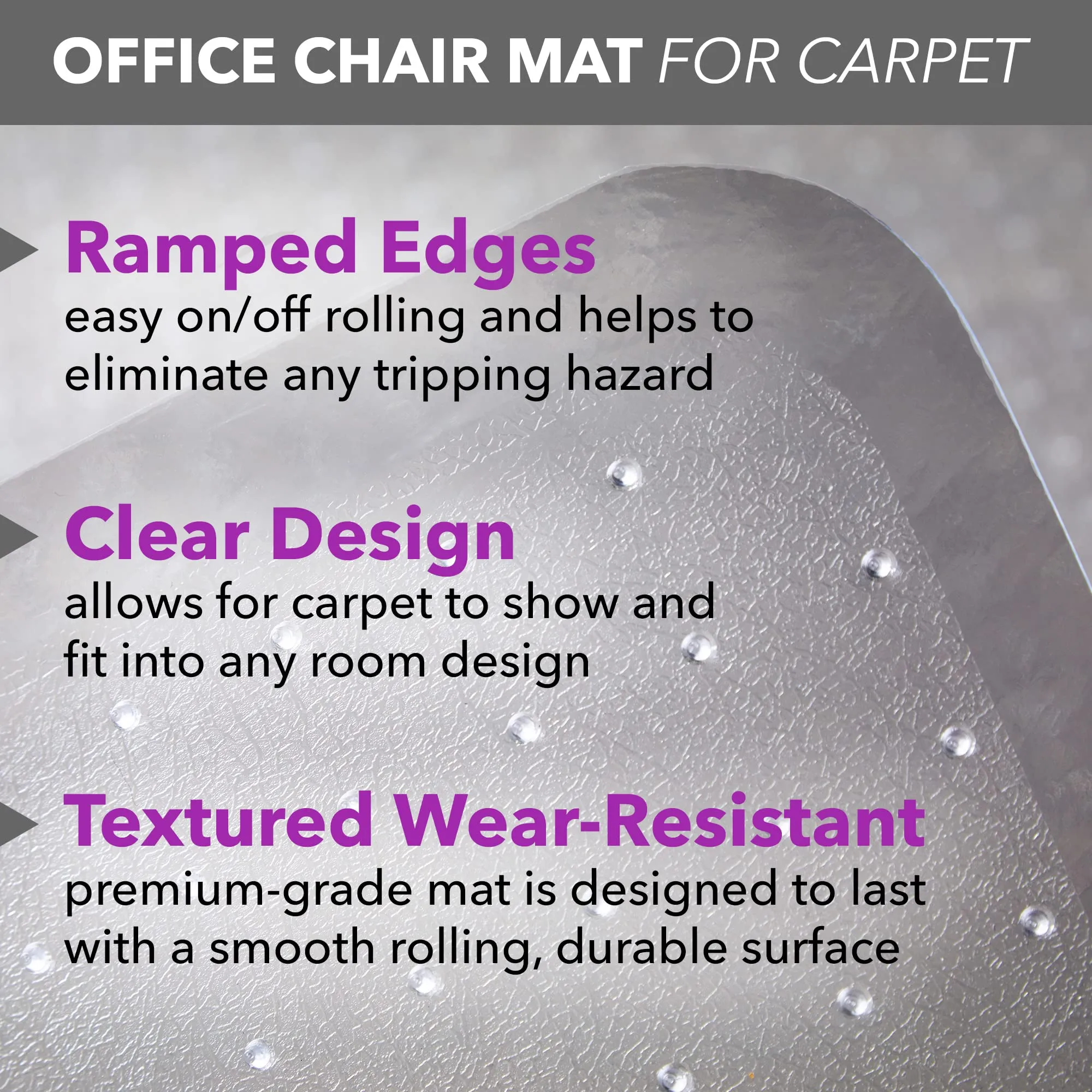 Clear Office Chair Mat for Carpeted Floors with Extended Lip 36x 48