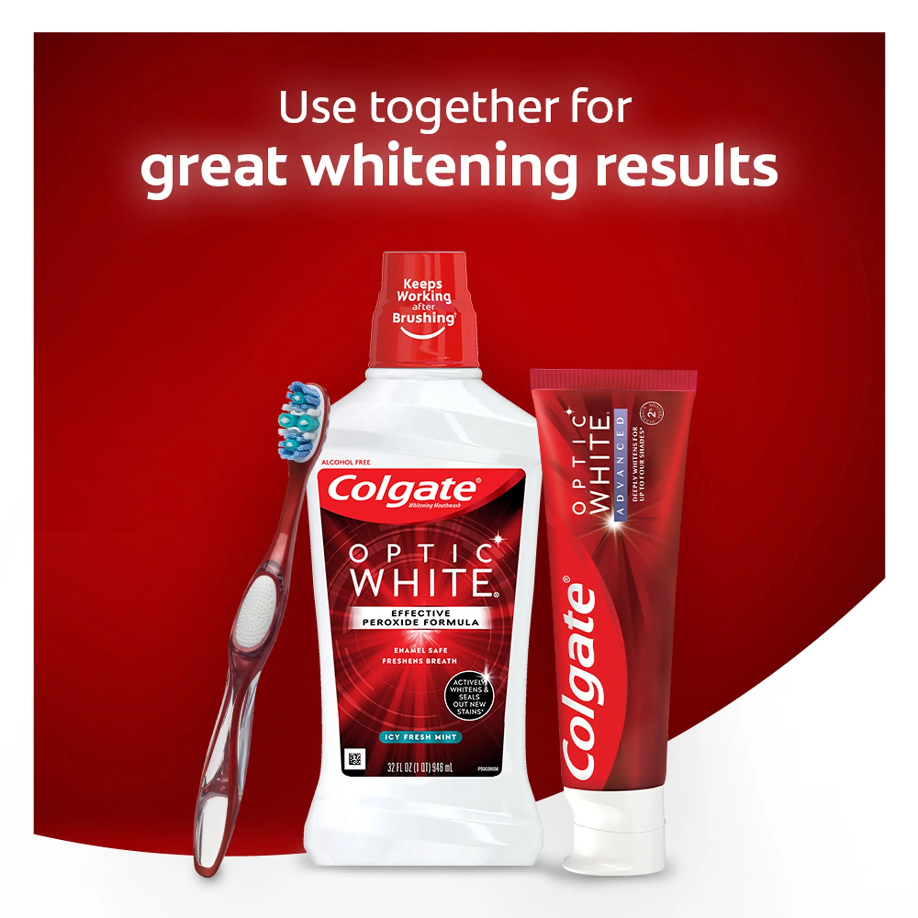 Colgate Optic White Whitening Mouthwash, Fresh Mint 946 mL, 32 fl oz