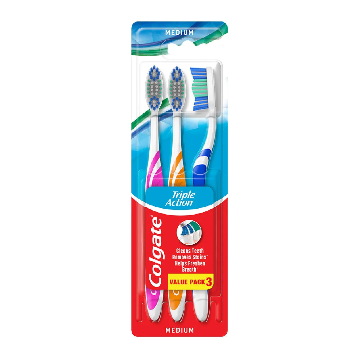 Colgate Toothbrush Triple Action Medium Value Pack 3