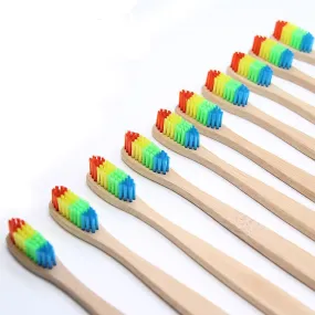 Colorful Rainbow Head Wooden Oral Care Brush