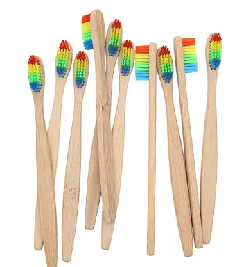 Colorful Rainbow Head Wooden Oral Care Brush