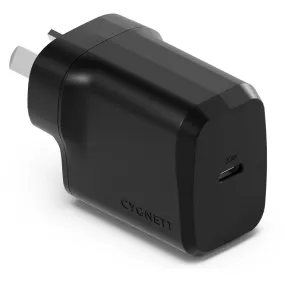 Cygnett PowerPlus 30W Single Port USB-C Wall Charger (Black)