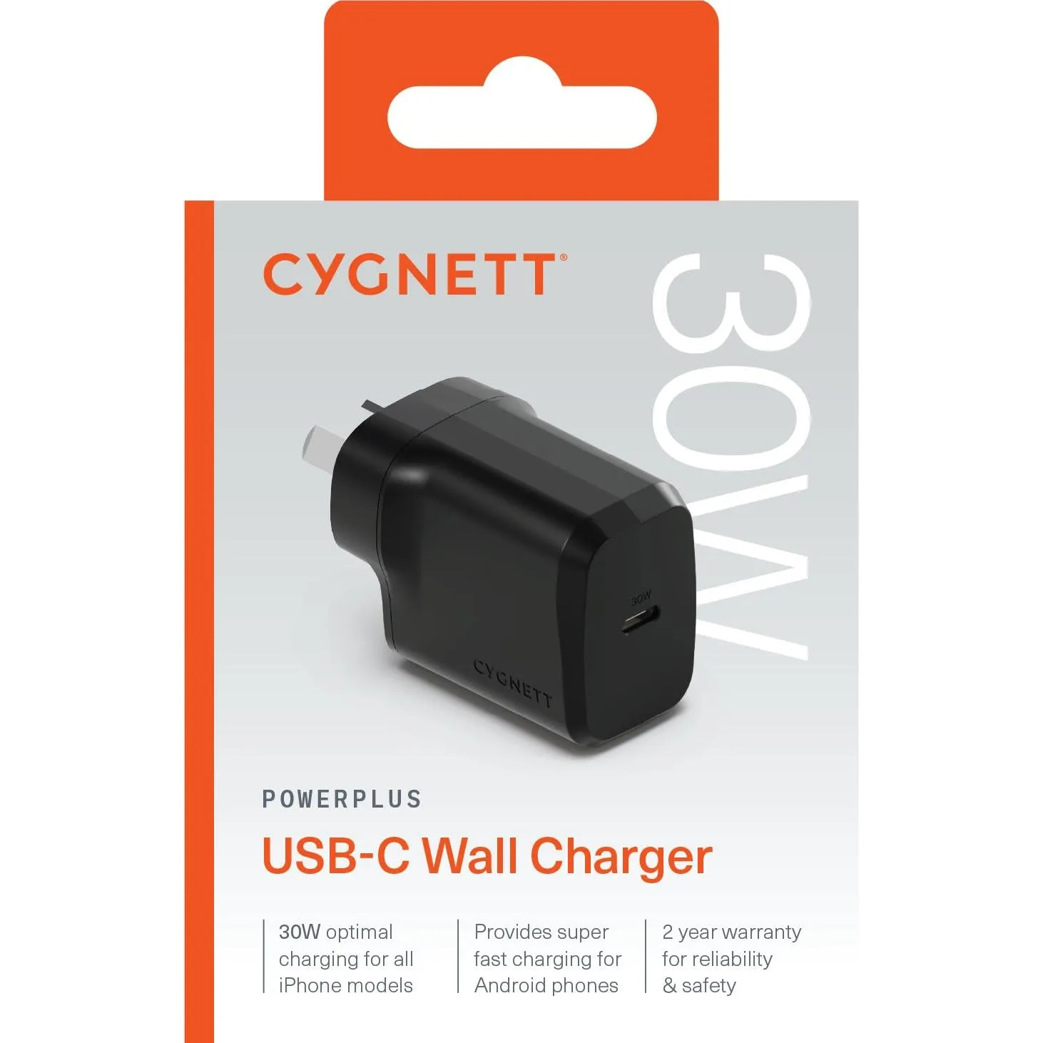 Cygnett PowerPlus 30W Single Port USB-C Wall Charger (Black)