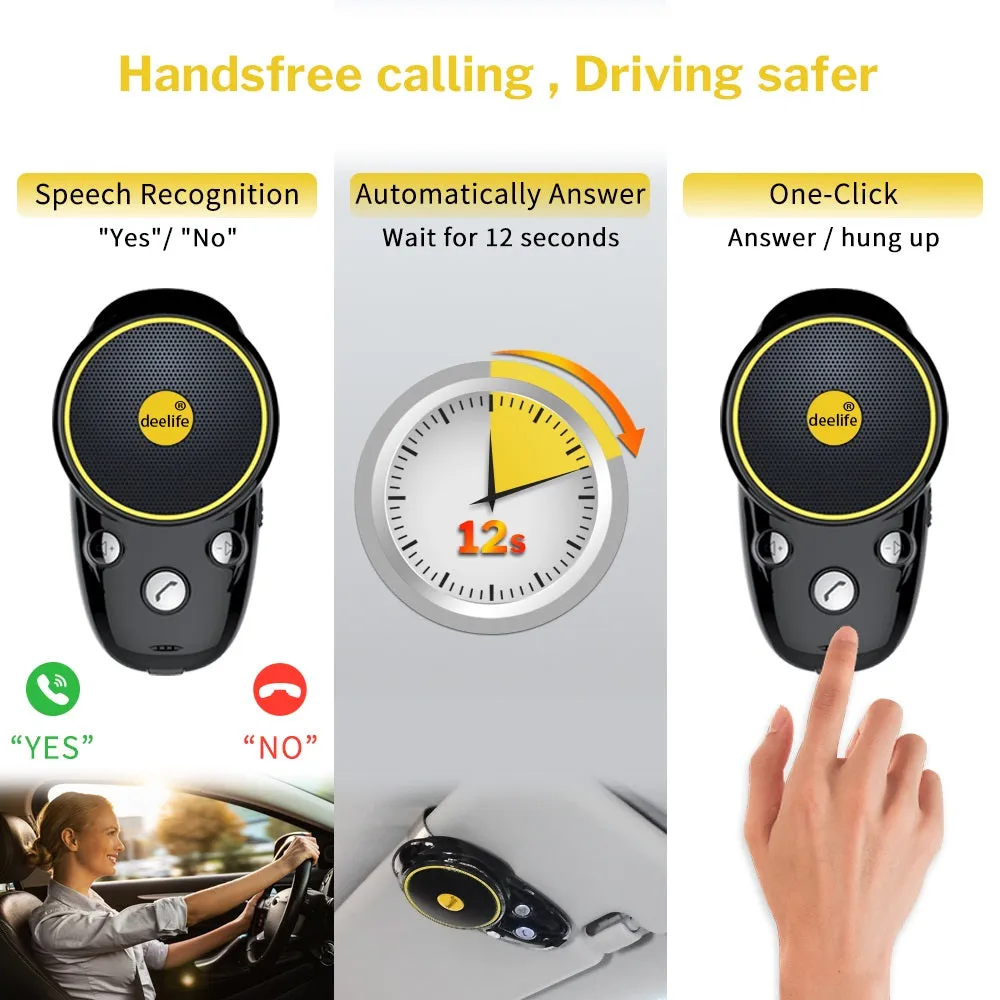 Deelife Handsfree Bluetooth Car Kit Sun Visor Speaker Auto Wireless Speakerphone Carkit for Phone Hands Free