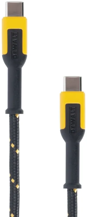 DeWALT 131 1354 DW2 Charger Cable, USB, USB-C, Kevlar Fiber Sheath, Black/Yellow Sheath, 6 ft L :EA: QUANTITY: 1