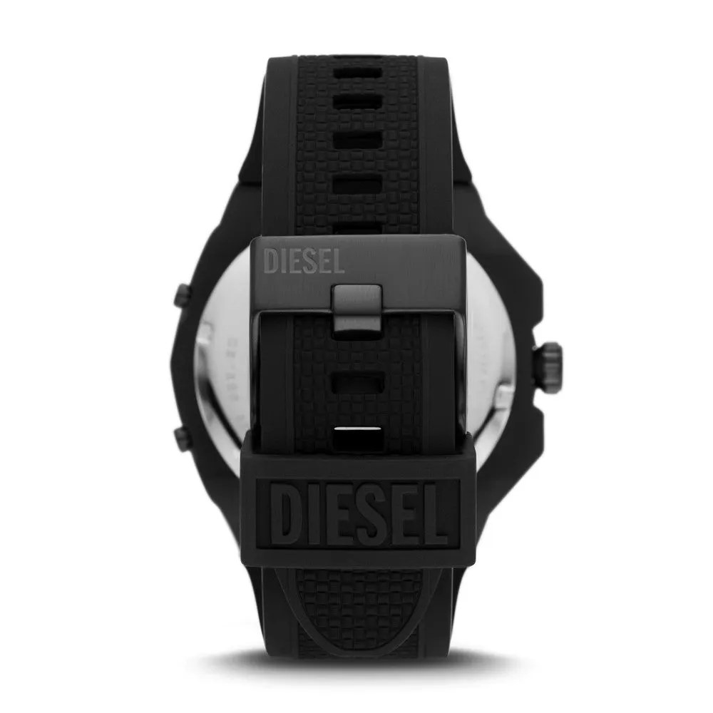 Diesel Framed Three-Hand Black Silicone Watch DZ1986