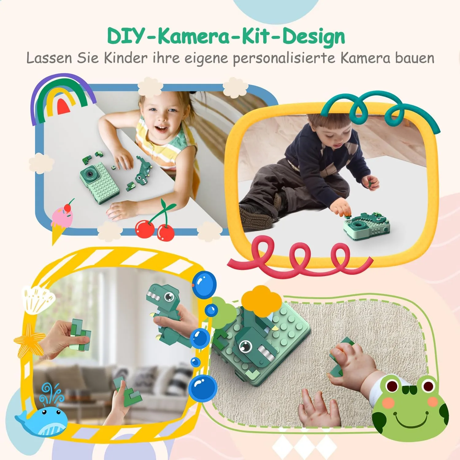 Dinosaur Blocks Design Electronic Camera for Kids