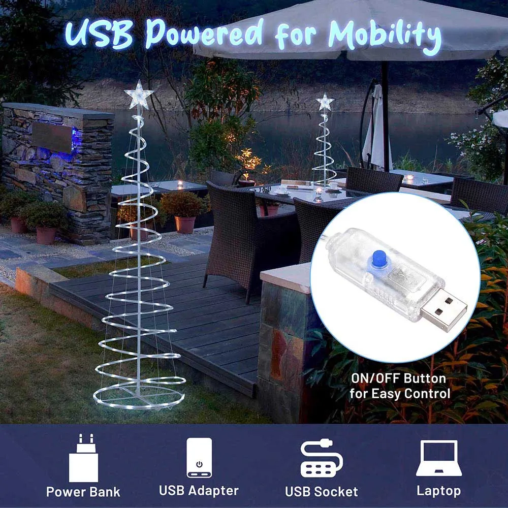 DIY 6' Spiral Christmas Tree USB Powered Indoor & Outdoor