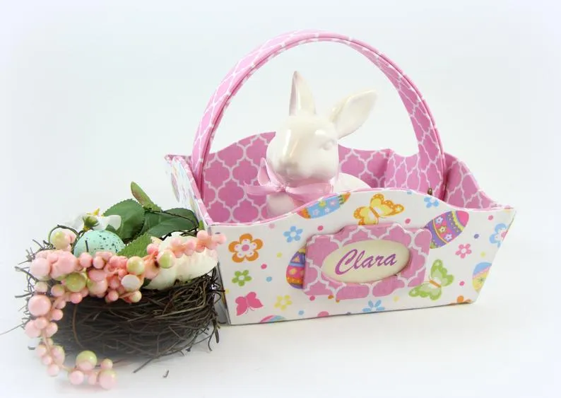 DIY cartonnage kit to make a fabric Easter basket, cartonnage basket, DIY kit 140a, online instructions included