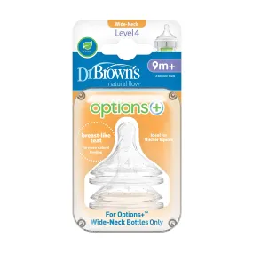 Dr. Brown'S Level 4 Wide-Neck Silicone Nipple Transparent 9M to 12M