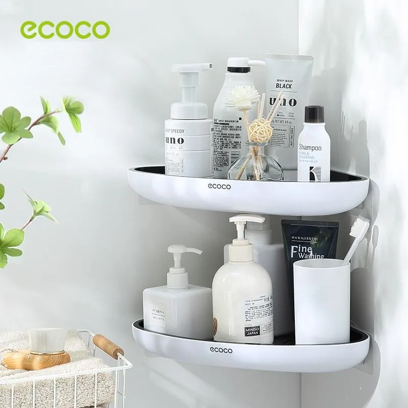 Ecoco Bathroom Corner Shower Shelf Corner Shower Caddy Shower Storage Organizer Wall Mounted for Bathroom, Kitchen, Toilet