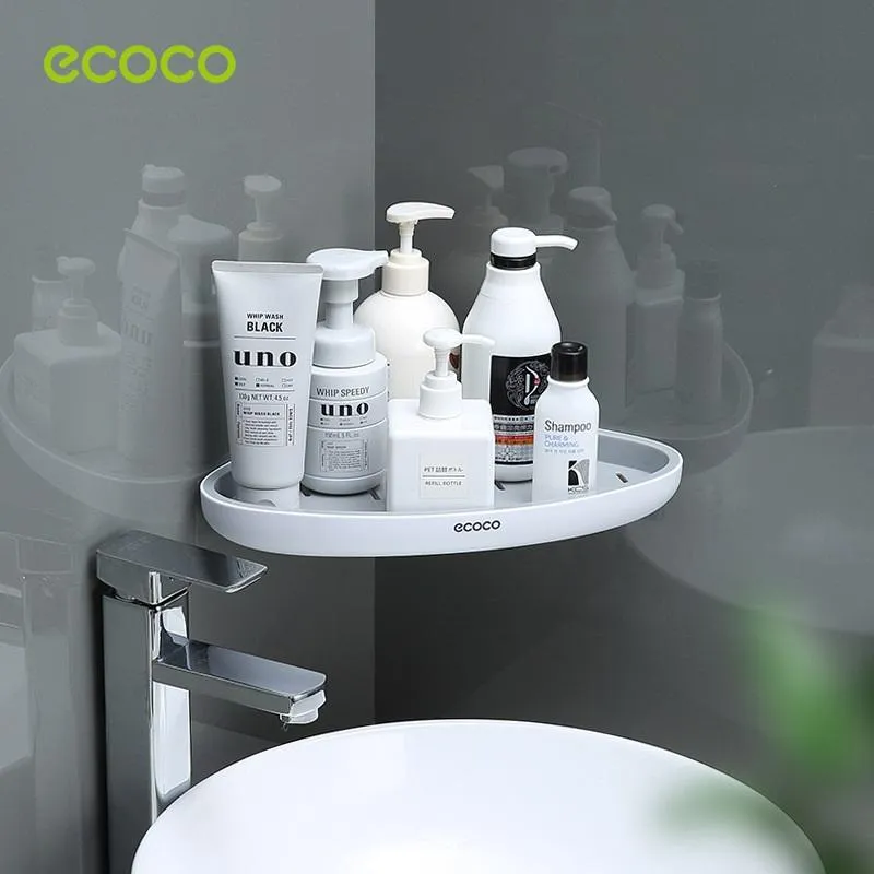 Ecoco Bathroom Corner Shower Shelf Corner Shower Caddy Shower Storage Organizer Wall Mounted for Bathroom, Kitchen, Toilet