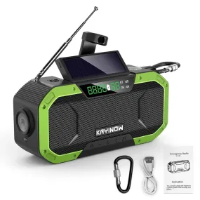 Emergency Radio Hand Crank Radio Solar Powered AM/FM Weather Radio BT5.0 Speaker LED Flashlight 5000mAh Power Bank Phone Charger