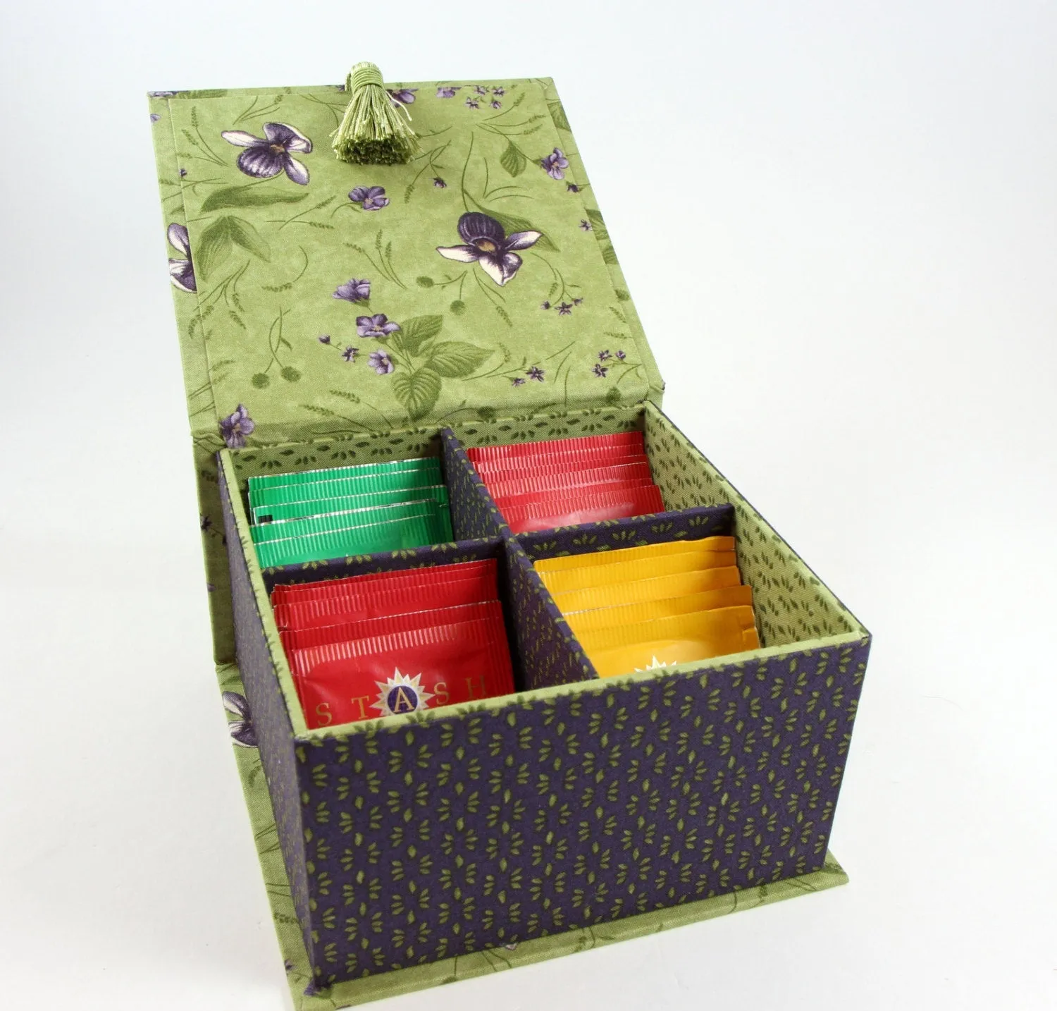 Fabric tea box DIY kit, cartonnage kit 108, online instructions included