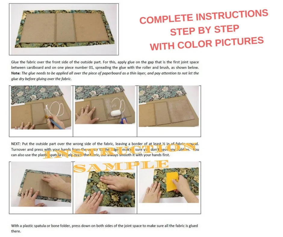 Fabric tea box DIY kit, cartonnage kit 108, online instructions included