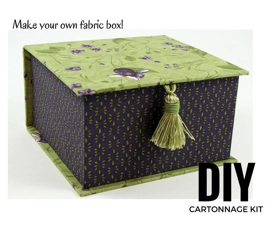 Fabric tea box DIY kit, cartonnage kit 108, online instructions included