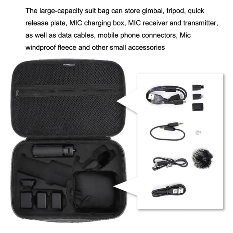 For DJI RS 3 Mini Sunnylife RO-B555 Storage Bag Handheld Stabilizer Suitcase Protective Bag(Black)