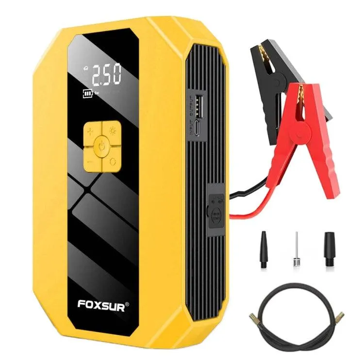 FOXSUR FJS-900 12V Portable Emergency Car Battery Booster with Integrated Air Compressor