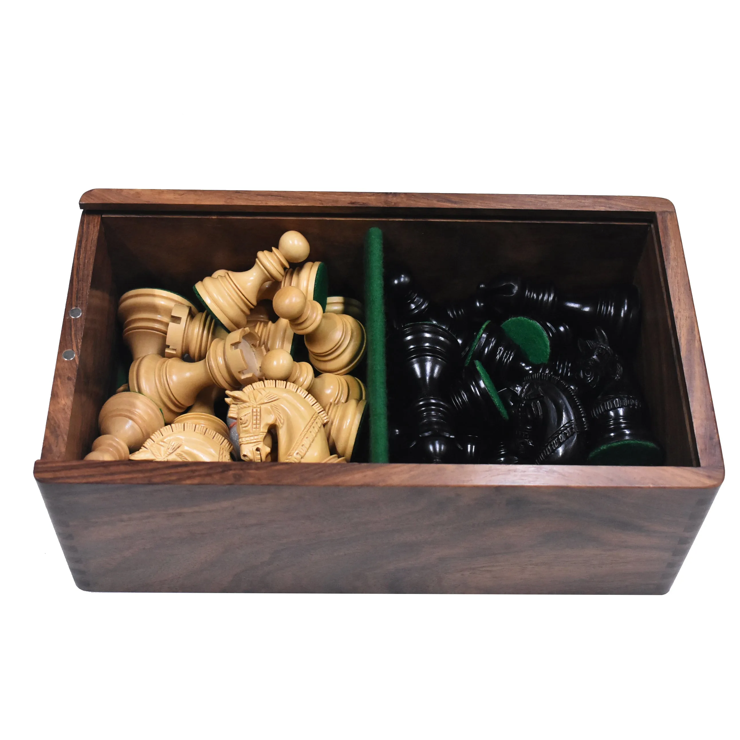 Golden Rosewood Chess Pieces Storage Box For chessmen set upto 4.5 inch