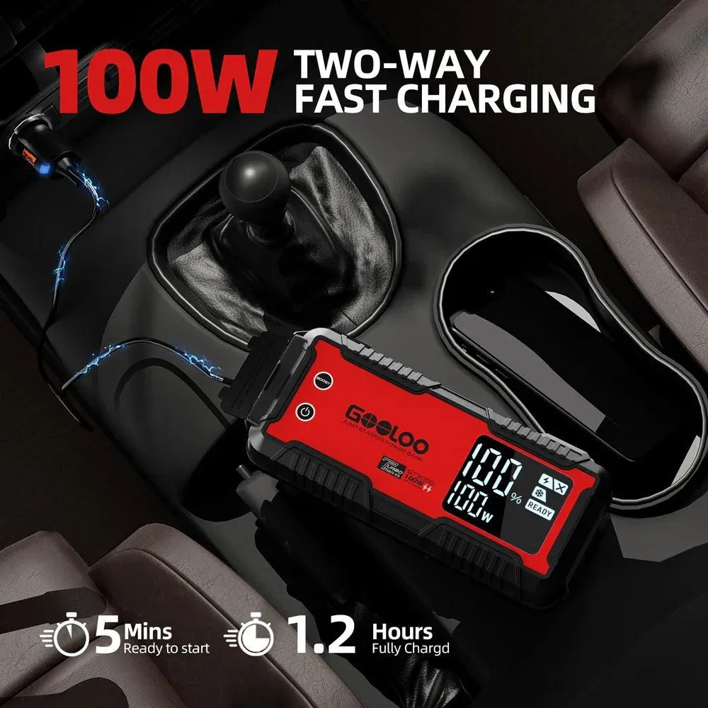 GOOLOO 3000A Portable Jump Starter and Power Bank with Emergency LED Light