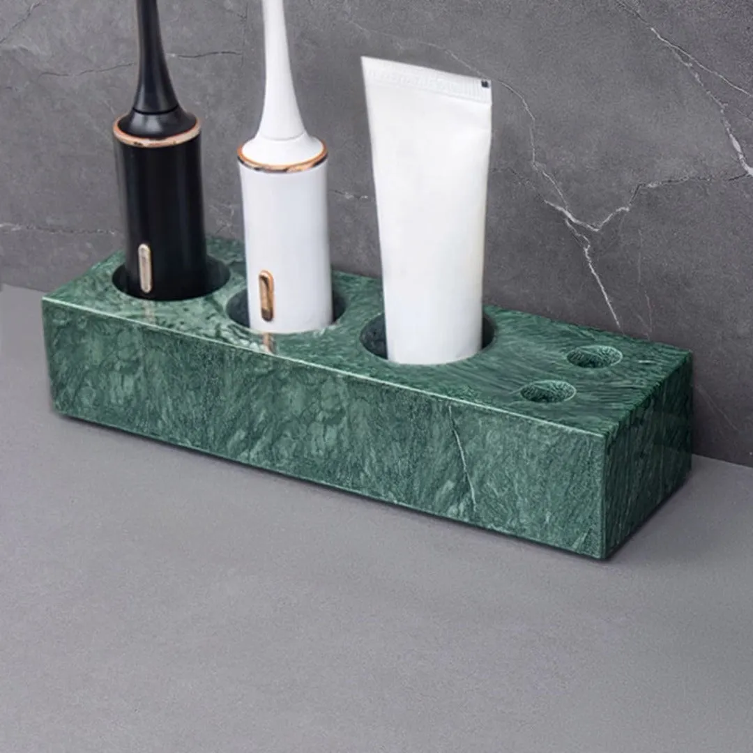 Indian Green Marble Electric Toothbrush Holder (With Crevice Brush Holes) THD840