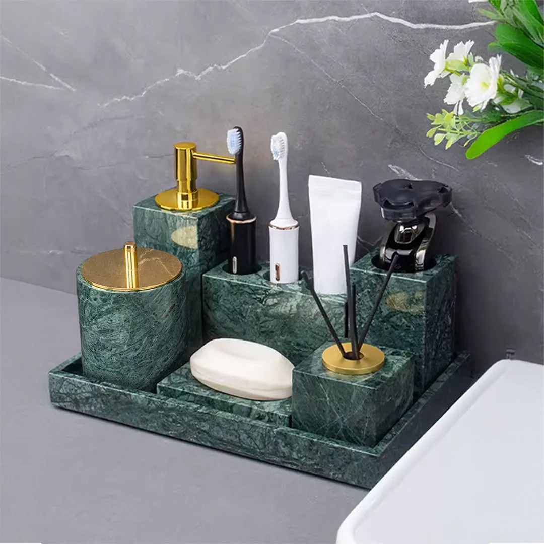 Indian Green Marble Electric Toothbrush Holder (With Crevice Brush Holes) THD840