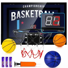 Indoor Basketball Hoop with Electronic Scoreboard - Mini Hoop for Kids & Adults