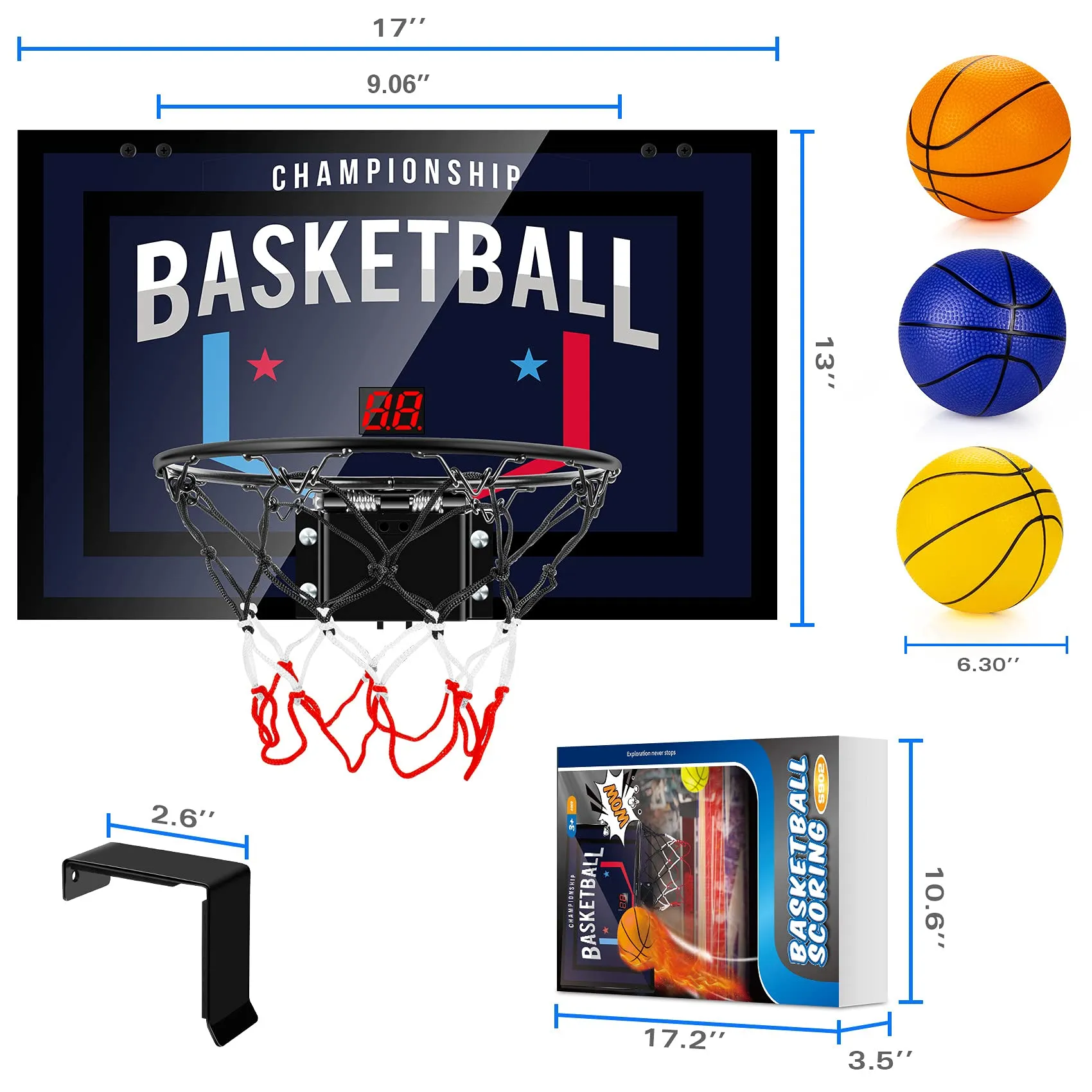 Indoor Basketball Hoop with Electronic Scoreboard - Mini Hoop for Kids & Adults