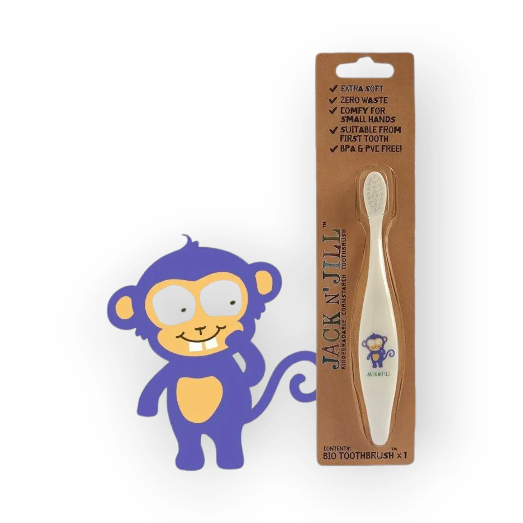 Jack n' Jill Bio Toothbrush, Monkey, 1 Toothbrush