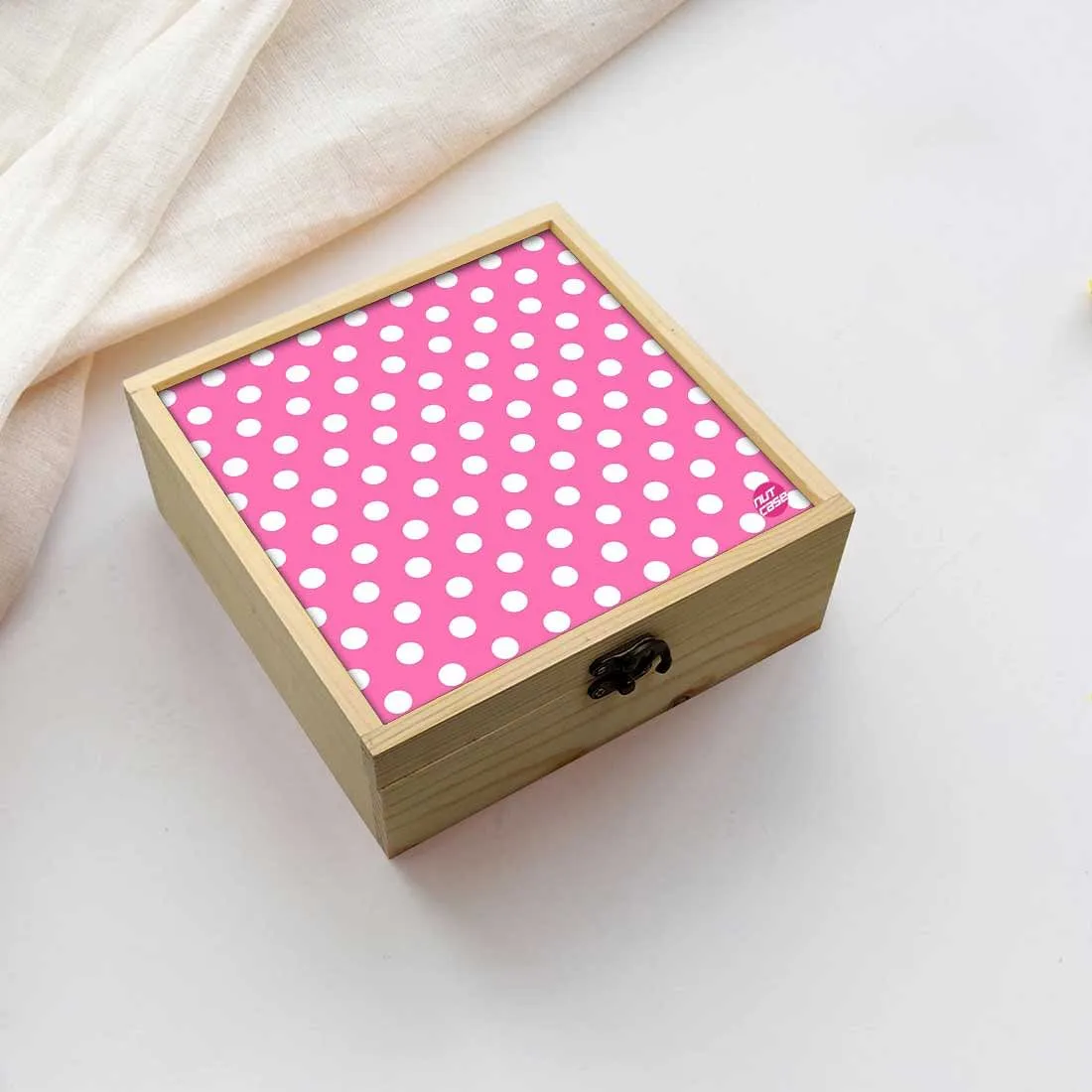 Jewellery Box Makepup Organizer -  White Dots Pink