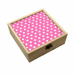 Jewellery Box Makepup Organizer -  White Dots Pink