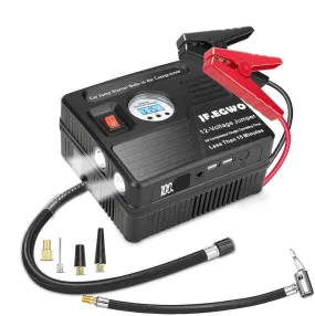 JFEGWO 3000A Jump Starter with Air Compressor Black