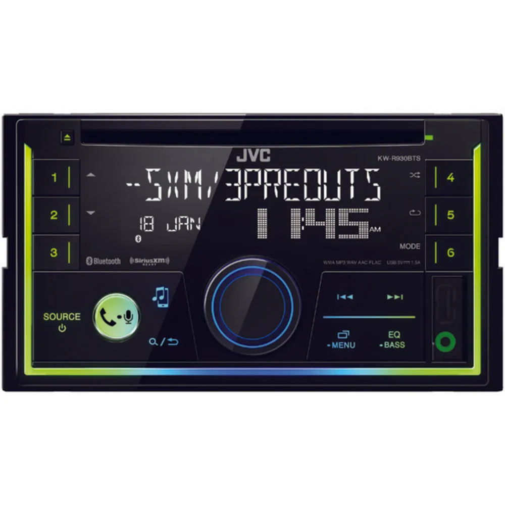 JVC Mobile KW-R930BTS KW-R930BTS Double-DIN In-Dash AM/FM CD Receiver with Bluetooth & SiriusXM Ready