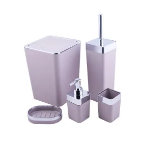 Karaca Home Gray/Silver 5 Piece Square Bathroom Set 300.21.02.0024