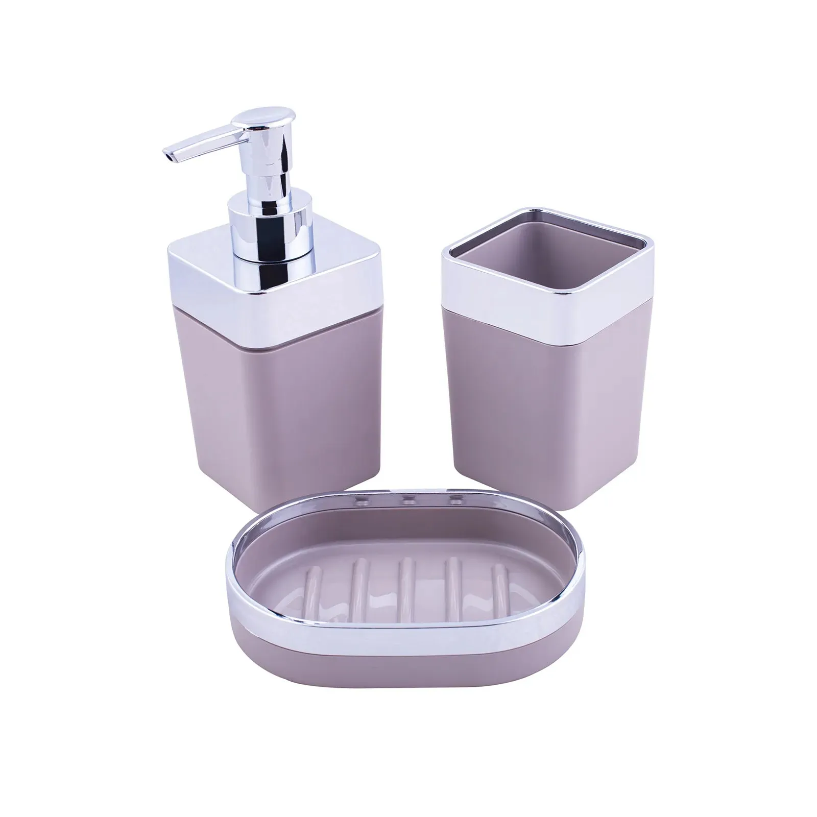 Karaca Home Gray/Silver 5 Piece Square Bathroom Set 300.21.02.0024