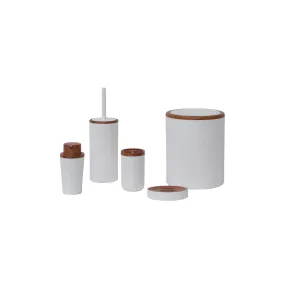 Karaca Home Marcello Wooden Look Detailed 5 Piece Bathroom Accessory Set 300.22.02.0829