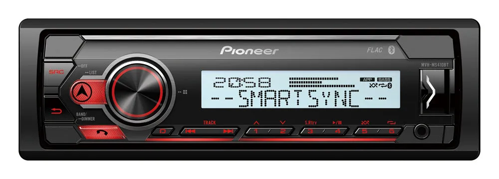 Kateriams bei laivams skirta magnetola Pioneer MVH-MS410BT, USB, AUX, BLUETOOTH