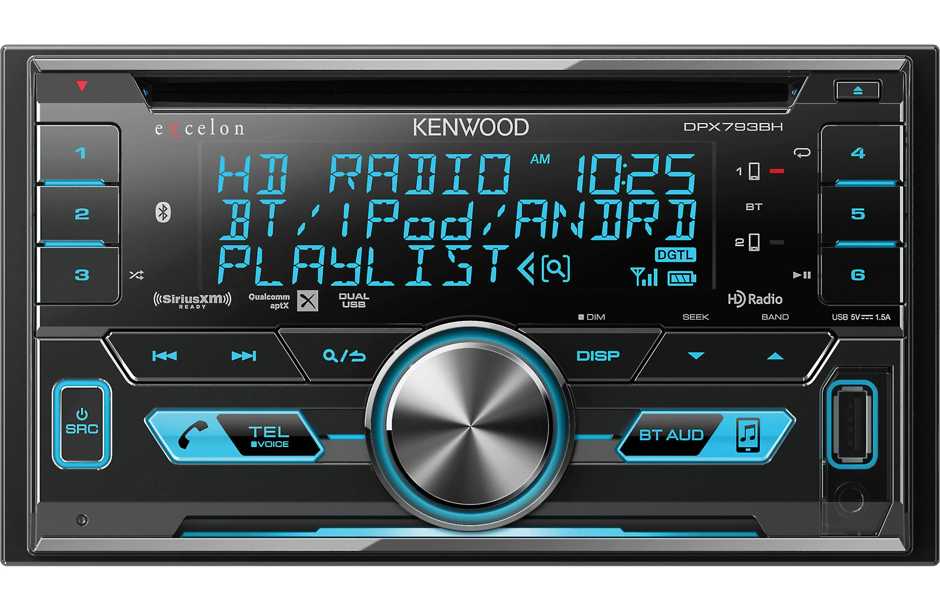 Kenwood Excelon DPX793BH 2-Din CD Receiver with Bluetooth and HD Radio