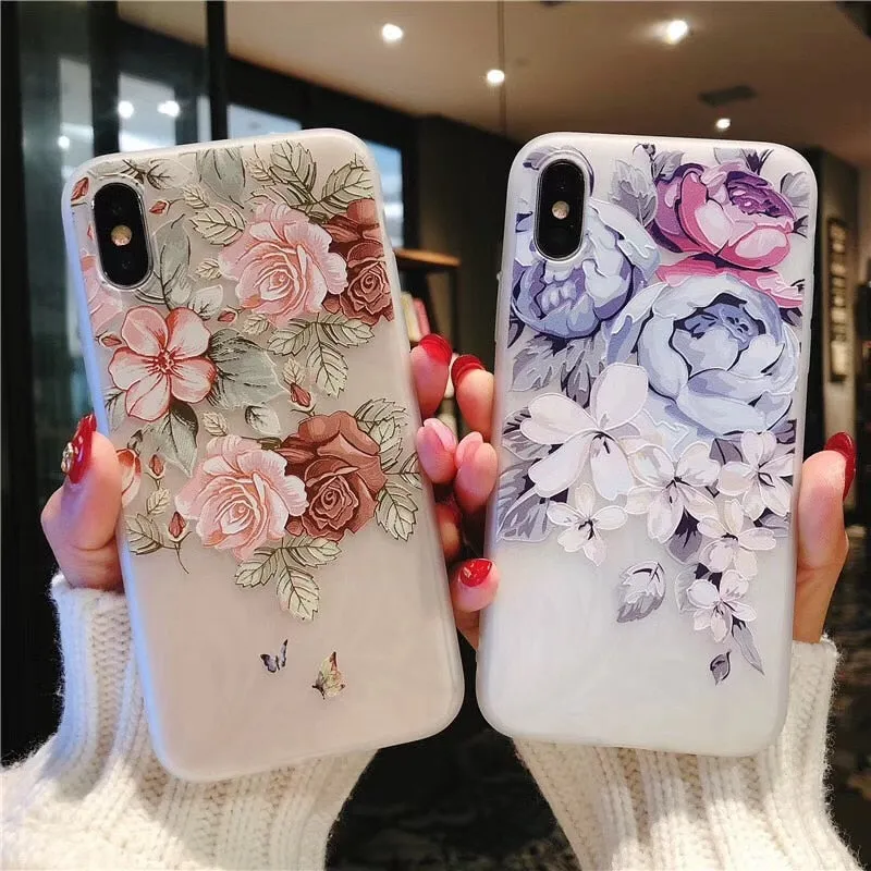 KISSCASE Case For Samsung Galaxy Note 10 A50 A70 A30 A20 3D Relief Silicone Flower Case For Samsung S10 S8 S9 Plus а30s S7 Cover