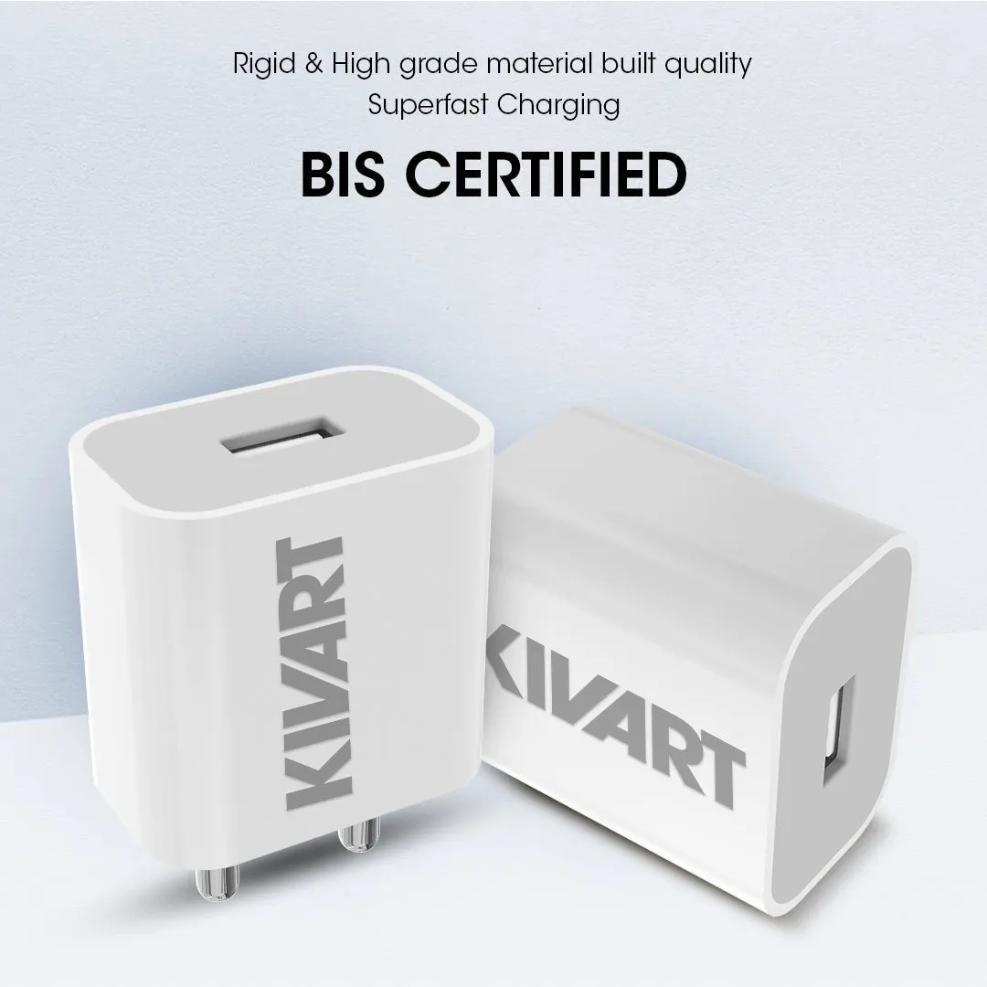 Kivart Kore V8 :Super Fast Wall Charger | With T-1 Version 8 USB Support | Smart & Safe Charging