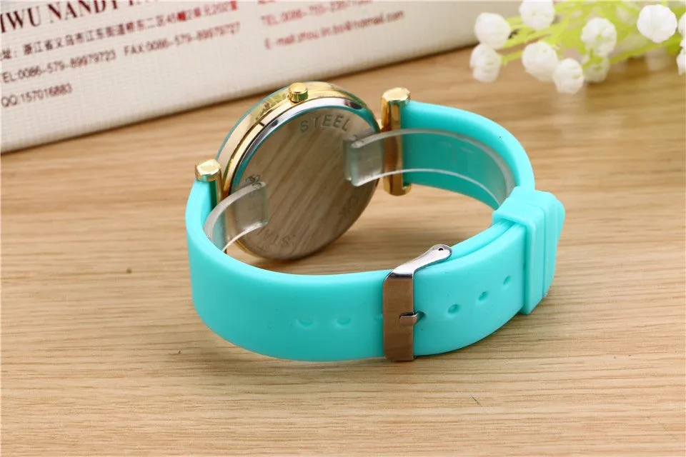 Ladies watch new tide comfortable silicone strap quartz watch set auger gold watches selling styles time clocks men watches