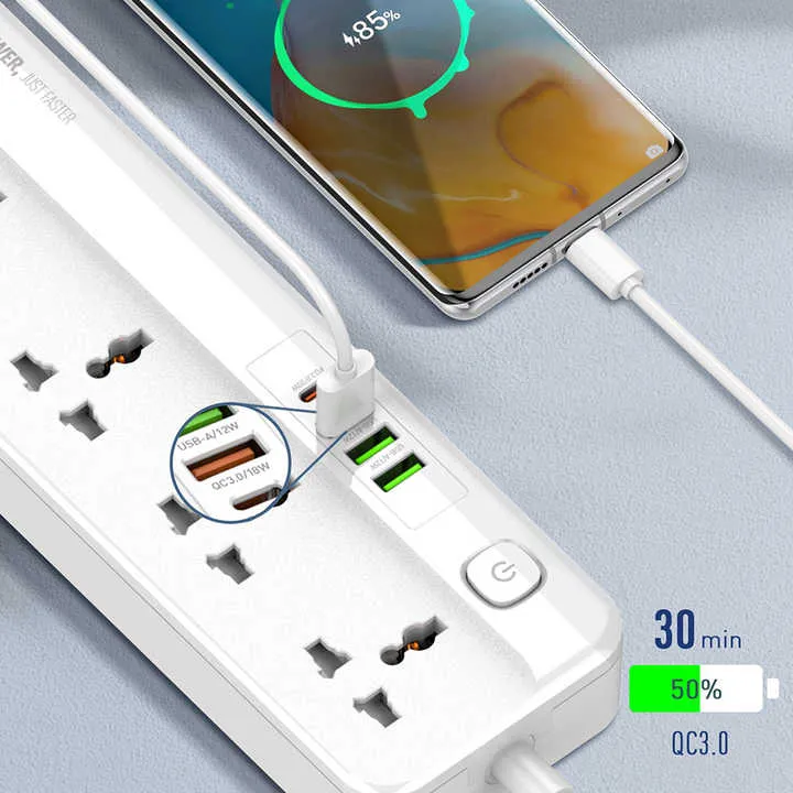 LDNIO SC54155 AC Outlets Universal Power Strip With PD  USB Ports(New)