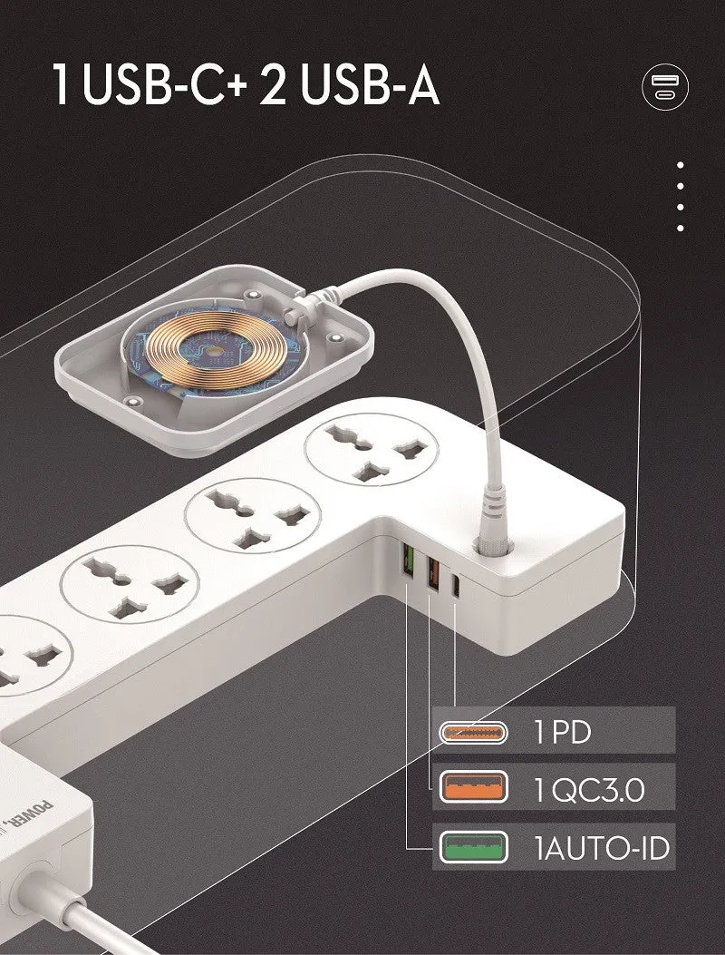 LDNIO SCW5354 Organizing Box Power Strip 15W Wireless Charger With 20W PD QC Output