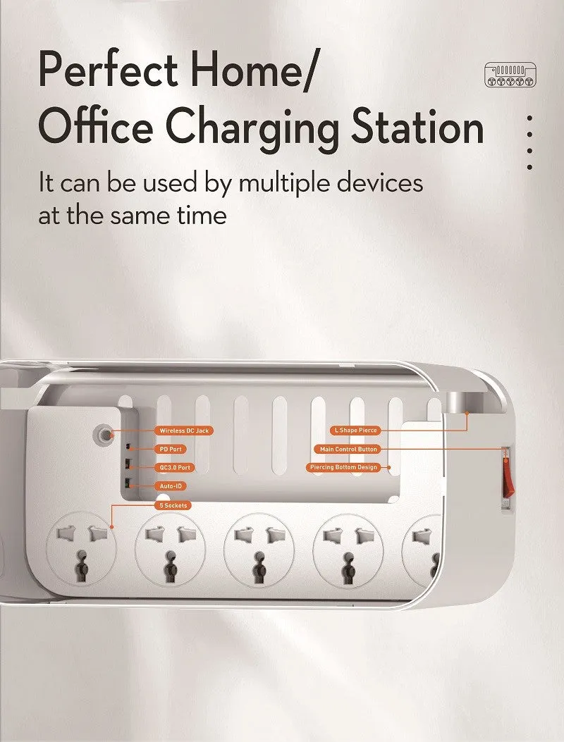 LDNIO SCW5354 Organizing Box Power Strip 15W Wireless Charger With 20W PD QC Output