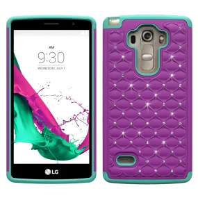 LG G4 Rhinestone Case , Slim Hybrid Dual Layer[Shock Resistant] Crystal Rhinestone Studded Case Cover - Purple/Teal